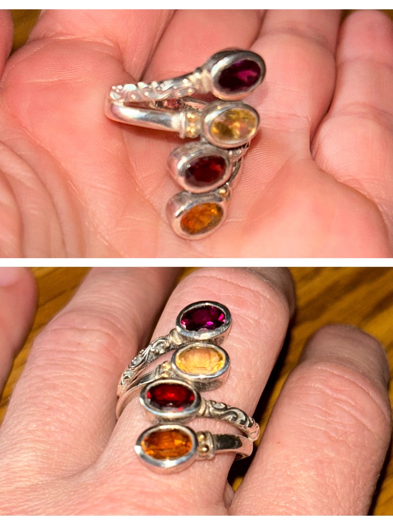 925 Sterling Silver Multicolor Stone 18 Kt Gold Accent Ring By Robert Manse Sz 9